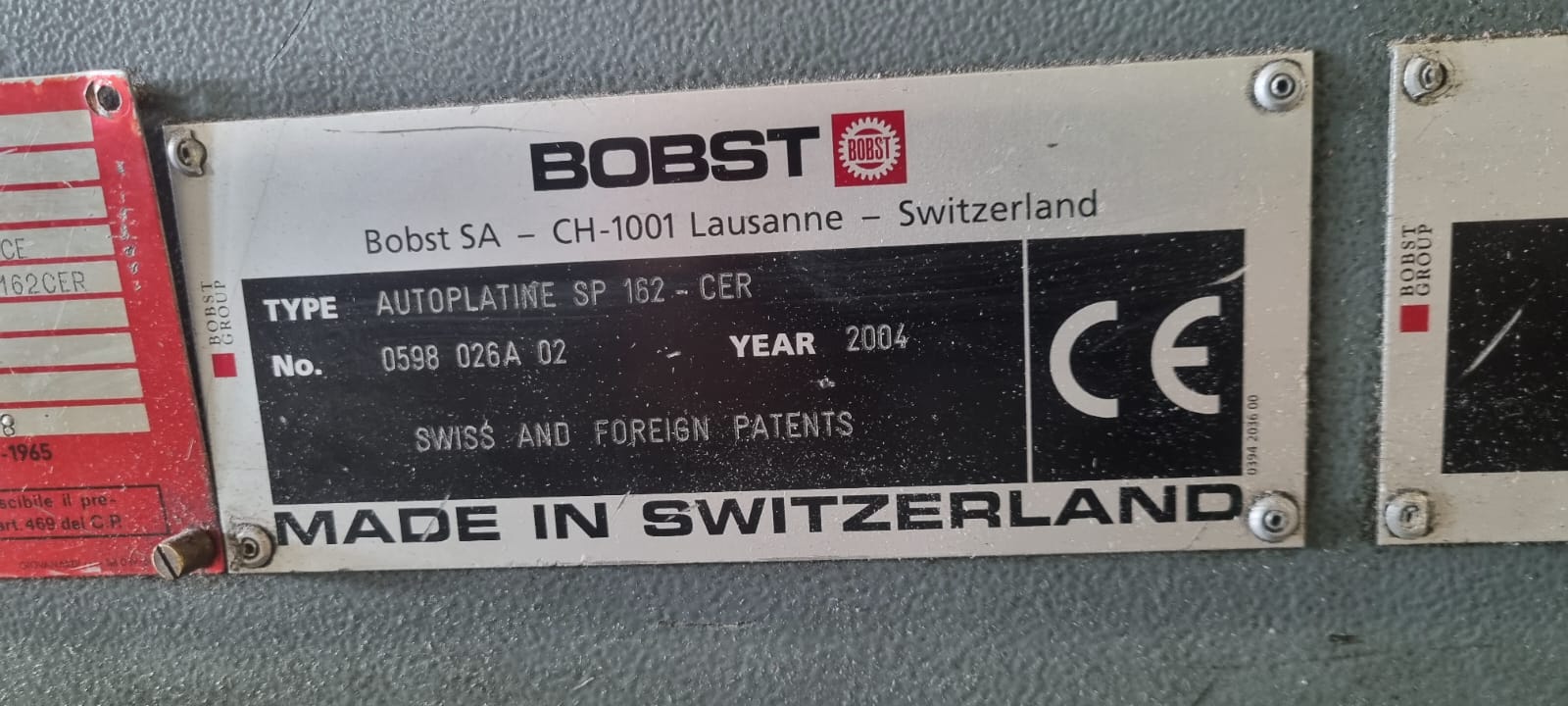Bobst SP 162 CER 2004 ref.25036583 Bobst SP 162 CER 2004 ref.25036583