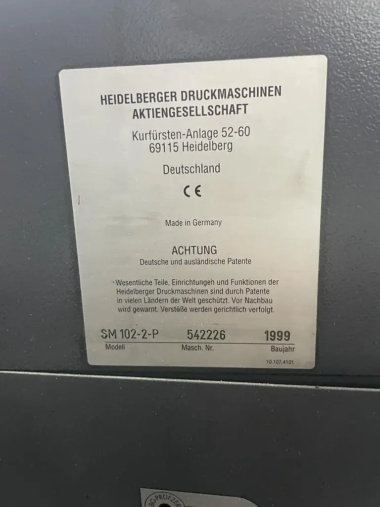 Heidelberg SM102-2 P 1999 ref.22036292