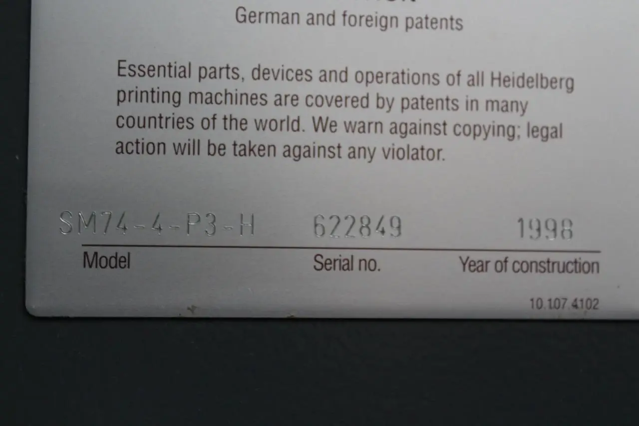 Heidelberg SM74-4 PH 1998 ref.19010743