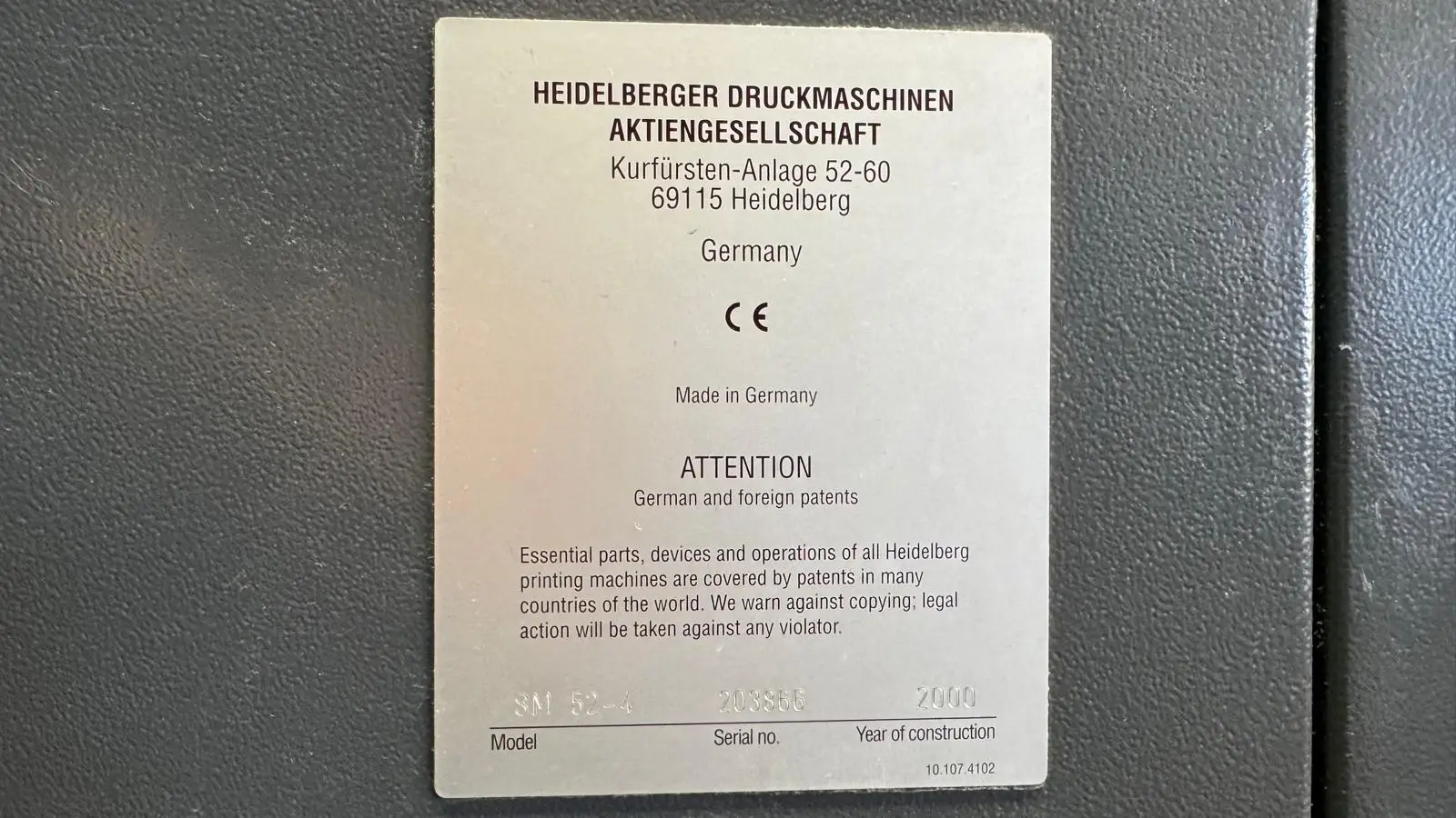 Heidelberg SM52-4  + 2000 rif.26036660