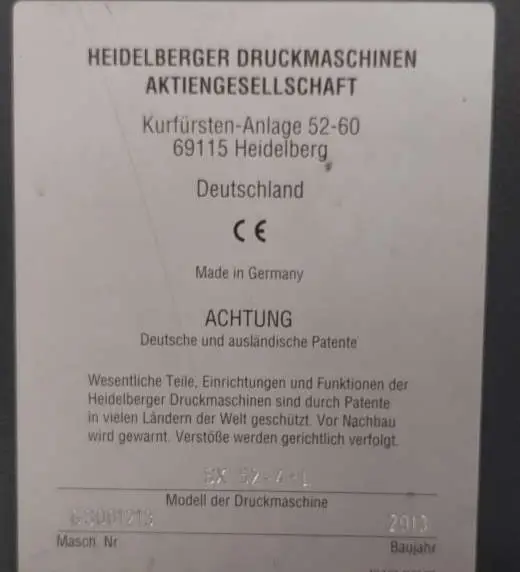 Heidelberg SX52-4 L 2013 ref.25036567