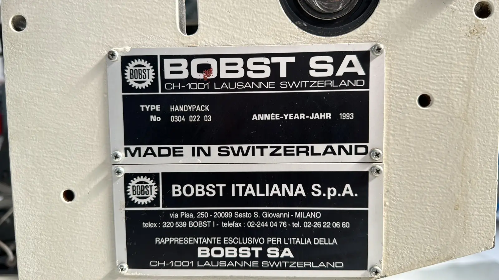 Bobst Handypack 1993 ref.26036698