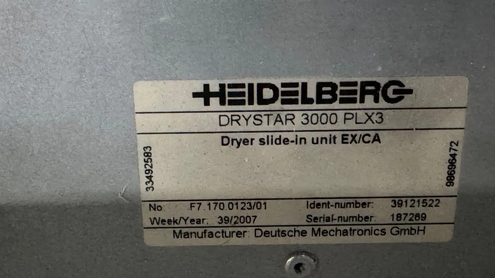 Heidelberg SM102 - 4 P3 L X2 2007 ref.26036713