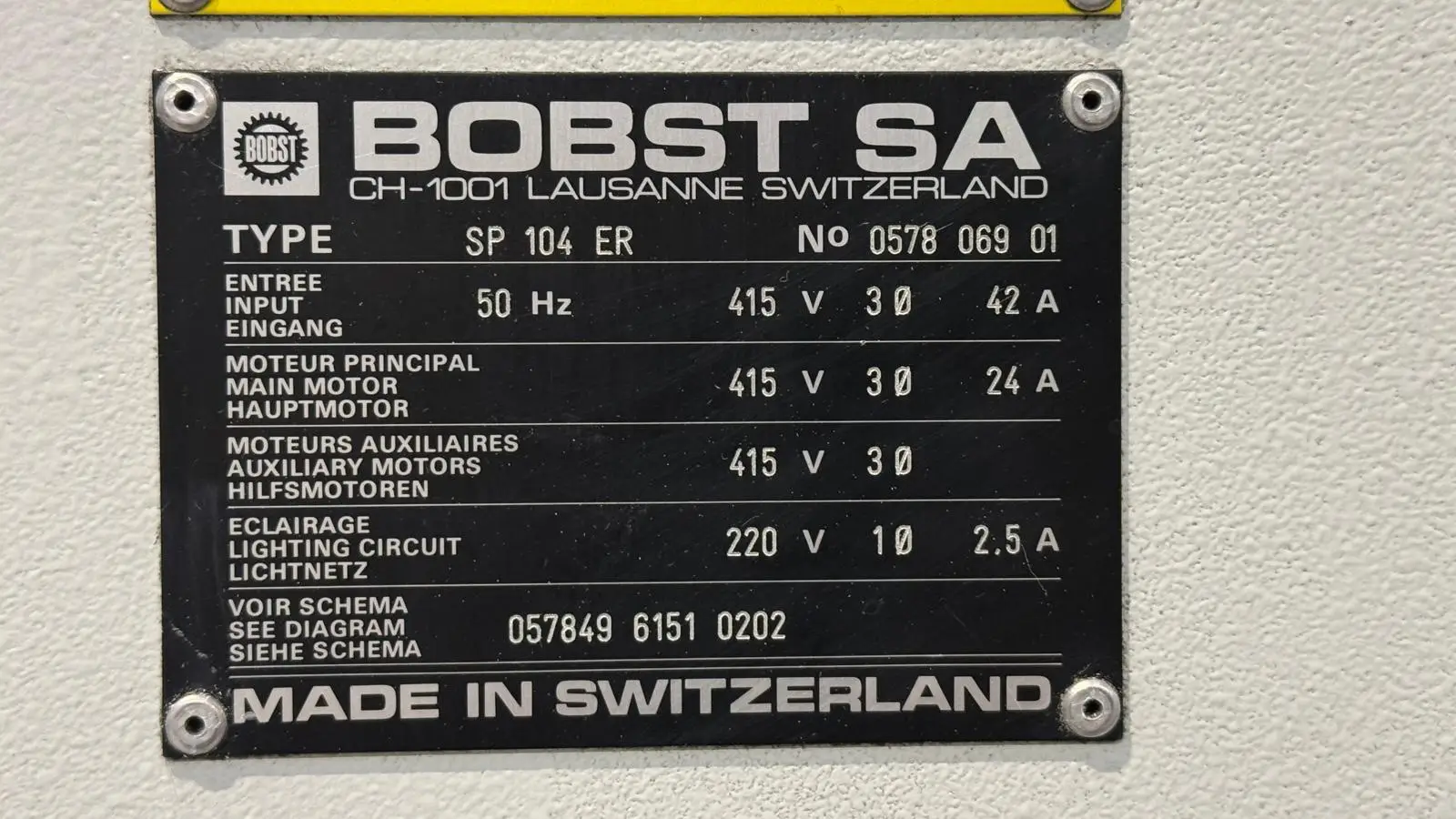 Bobst SP 104 ER 2001 ref.24036440