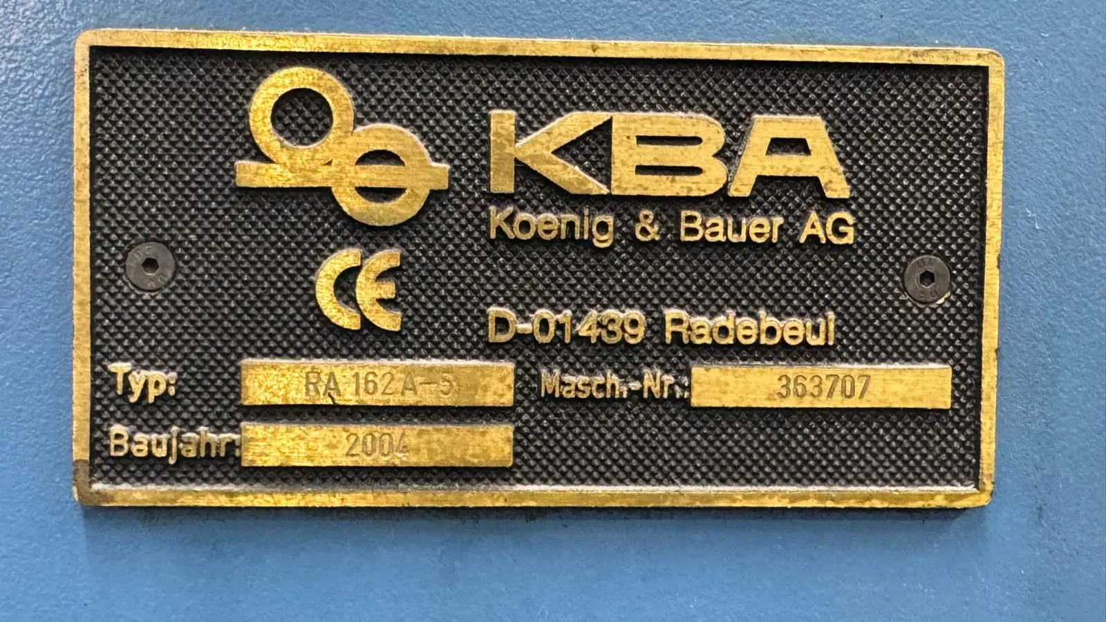 KBA RAPIDA 162A-5 CX 1.5 mm 2004 ref.25036593