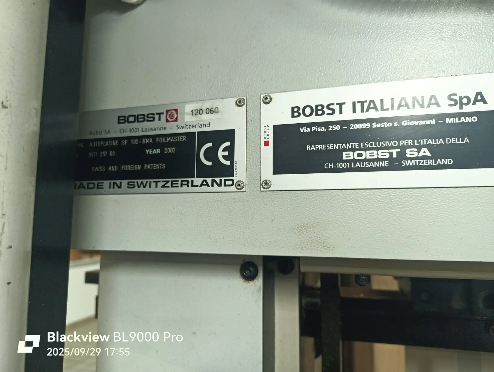 Bobst SP 102 BMA Foilmaster 2002 ref.25036563