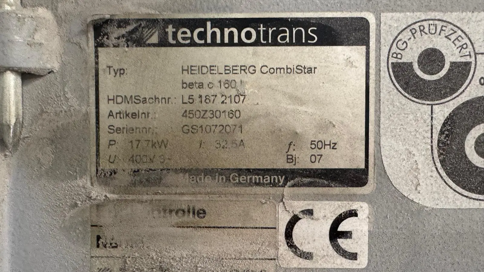 Heidelberg SM102 - 4 P3 L X2 2007 ref.26036713