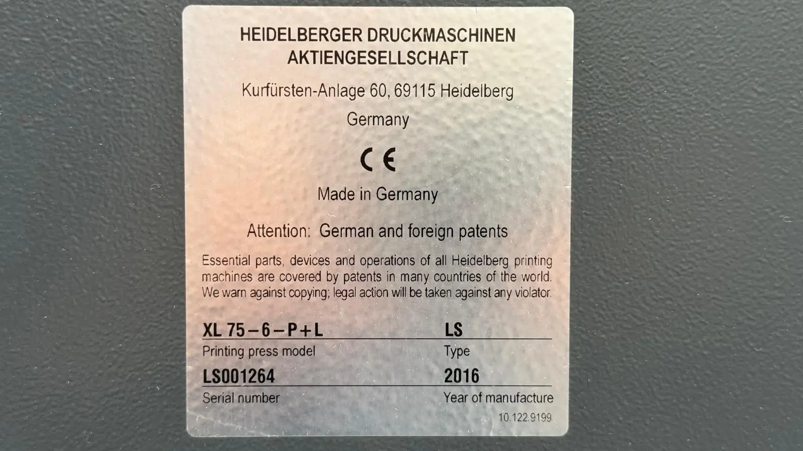 Heidelberg XL75-6 P2+LX 3 (F) Hybrid 2016 rif.24036459